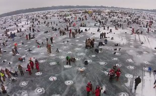 Drone Aerial footage: Largest Ice fishing contest!