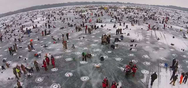 Drone Aerial footage: Largest Ice fishing contest!