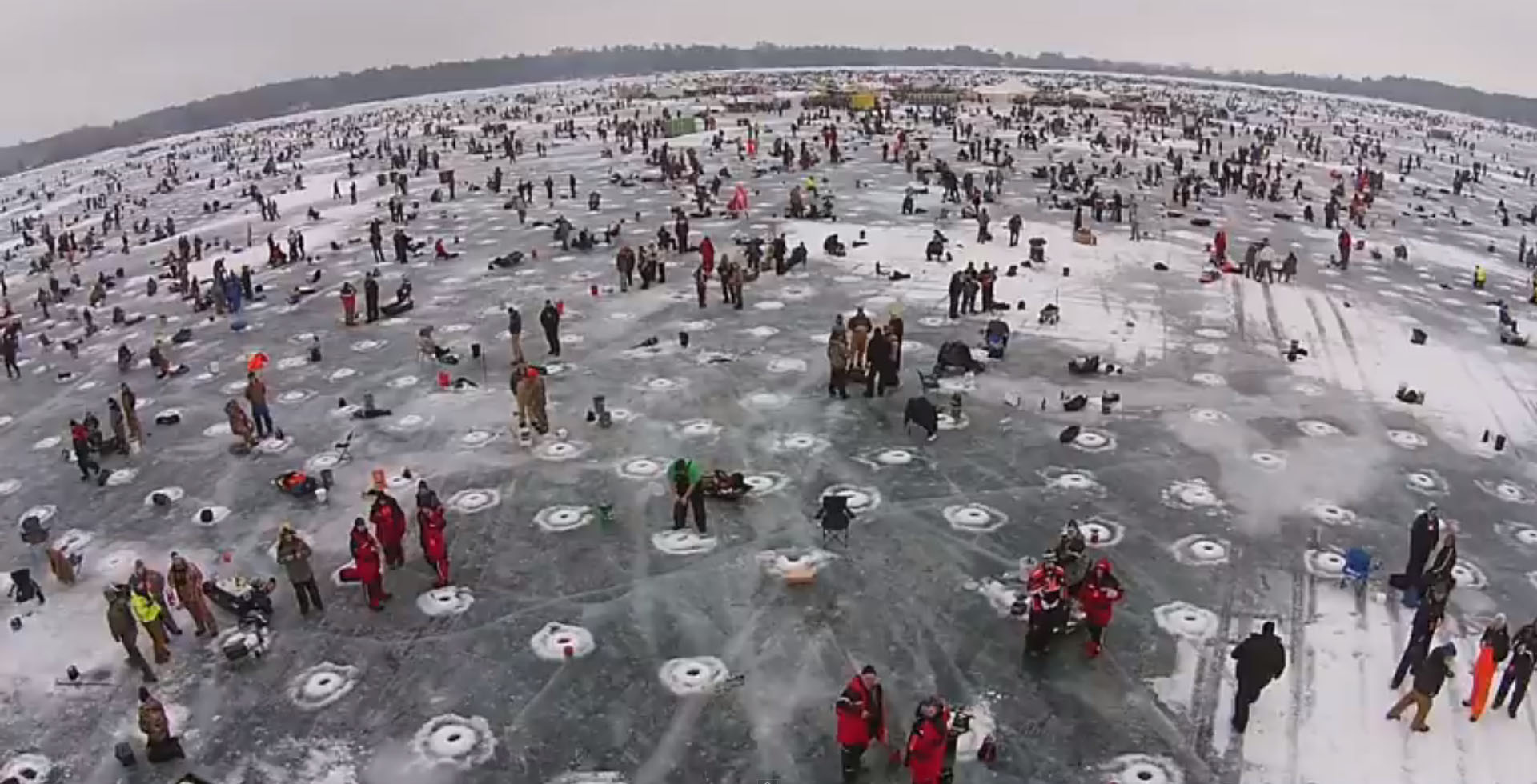 Drone Aerial footage: Largest Ice fishing contest! - RotorDrone