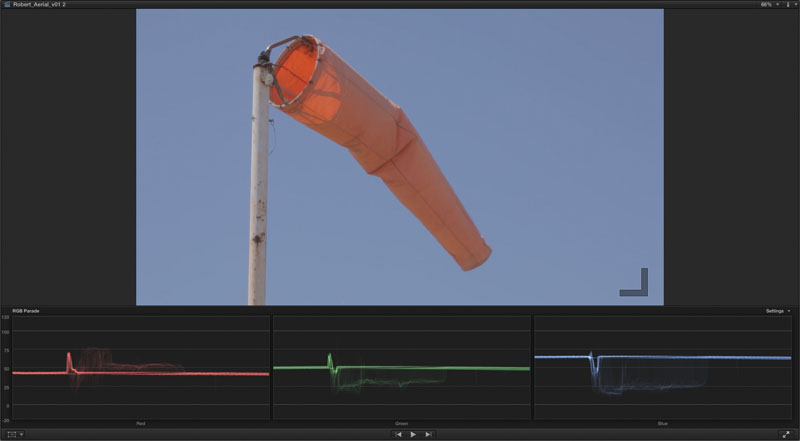 This shot is an example of B-roll. It will help define environmental surroundings to your audience without a single spoken word. Having the scopes available when you’re tagging clips can help you know at a glance if there’s anything technically wrong with your clips. 