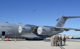 USAF — Quadcopters conduct maintenance inspections  on C-17 Globemaster III